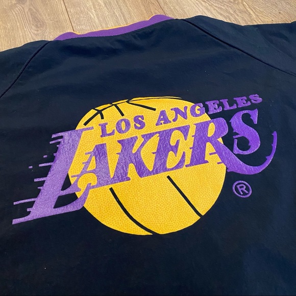 LA Lakers Vintage Pullover Jacket Mens L V Neck 90s Graphic NBA Black LA Mode - Picture 2 of 11